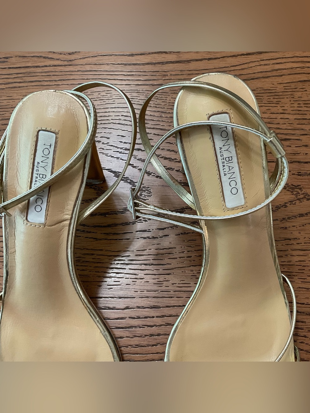 Tony Bianco -Corso Gold Nappa Metallic Strappy Ankle-Heel Sandal. Size 8 - Picture 6 of 11